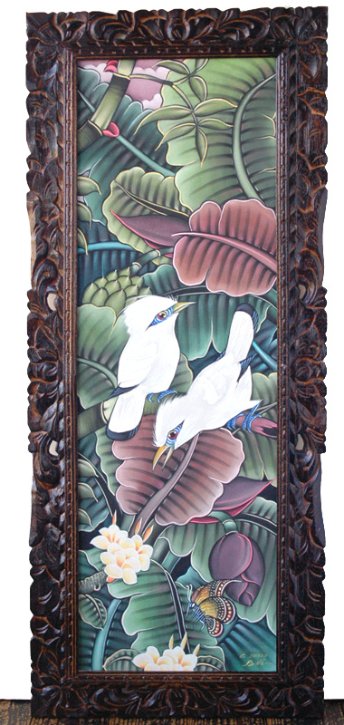 バリの鳥と花の絵画20300 | バリ絵画 | バリ雑貨・アジアン雑貨通販ApaApa