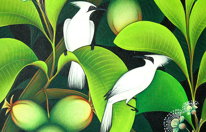 バリの鳥と花の絵画20302 | バリ絵画 | バリ雑貨・アジアン雑貨通販ApaApa