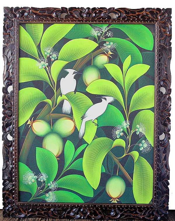 バリの鳥と花の絵画20302 | バリ絵画 | バリ雑貨・アジアン雑貨通販ApaApa