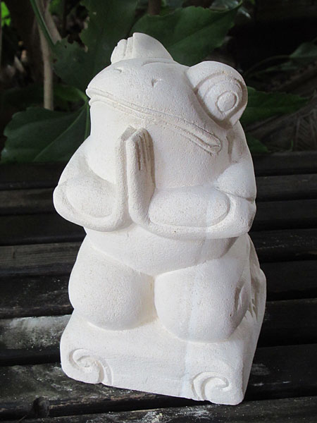 石像カエルお祈り・アウトレット11214D