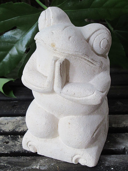 石像カエルお祈り・アウトレット11214O