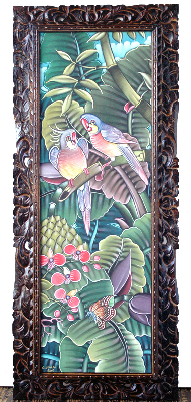 バリの鳥と花の絵画20298 | バリ絵画 | バリ雑貨・アジアン雑貨通販ApaApa